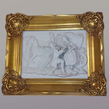 Bajorrelieve de porcelana Meissen biscuit que representa una escena romántica