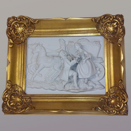 Meissener Biskuitporzellan-Basrelief mit Darstellung einer romantischen Szene