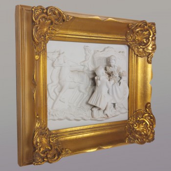 Meissener Biskuitporzellan-Basrelief mit Darstellung einer romantischen Szene