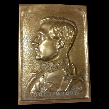 Placa conmemorativa de bronce que representa al rey Alberto I de Bélgica