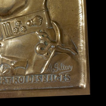 Plaque commémorative en bronze représentant le Roi Albert 1er de Belgique