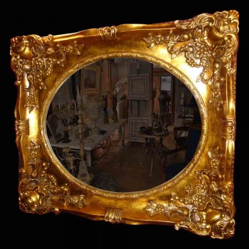 Spiegel in hout en verguld stucwerk eind 19e eeuw