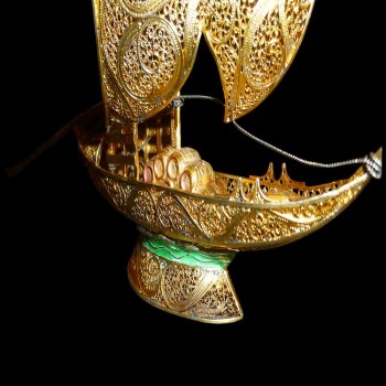 Felouque in zilver en goud gemerkt eind 19 eeuw
