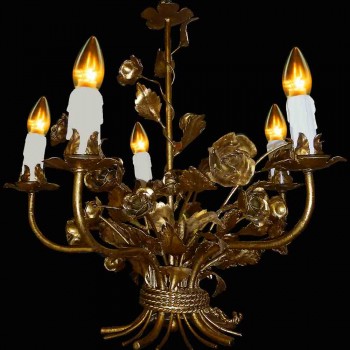 Vintage chandelier in golden metal Italy 1950/1960