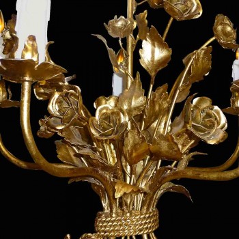 Vintage Kronleuchter aus goldenem Metall Italien 1950/1960