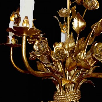 Vintage chandelier in golden metal Italy 1950/1960