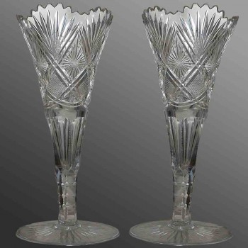 Coppia di vasi in cristallo val Saint Lambert 1900