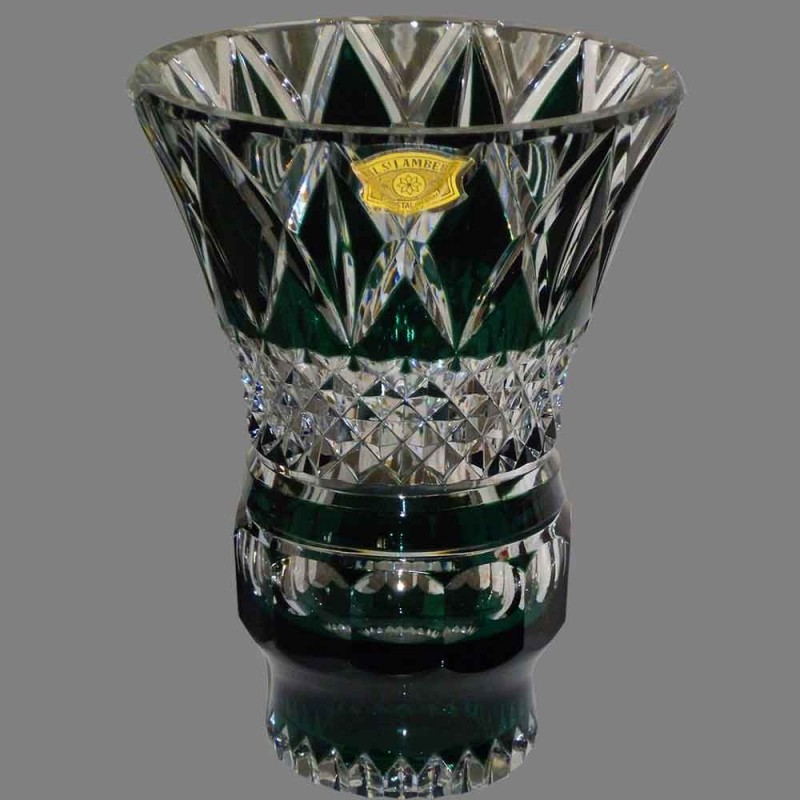 Vase en cristal du Val Saint Lambert vert émeraude Art Déco Vase en cristal du Val Saint Lambert vert émeraude Art Déco