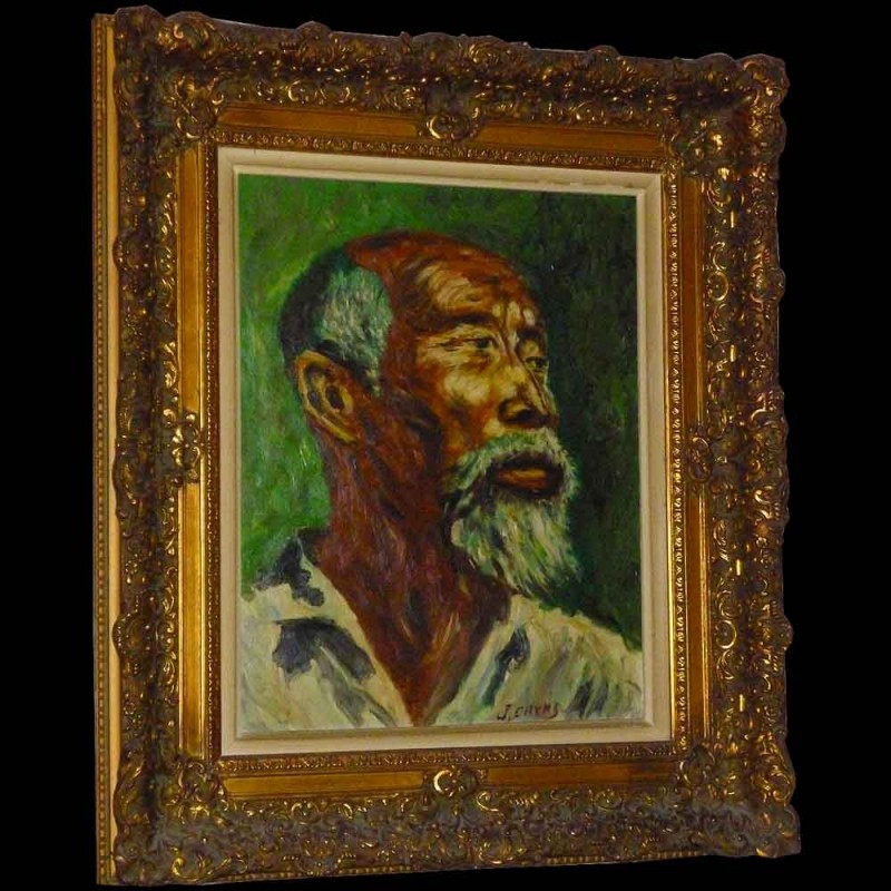 Huile sur toile, tableau, portrait orientaliste XXeme siècle Huile sur toile, tableau, portrait orientaliste XXeme siècle