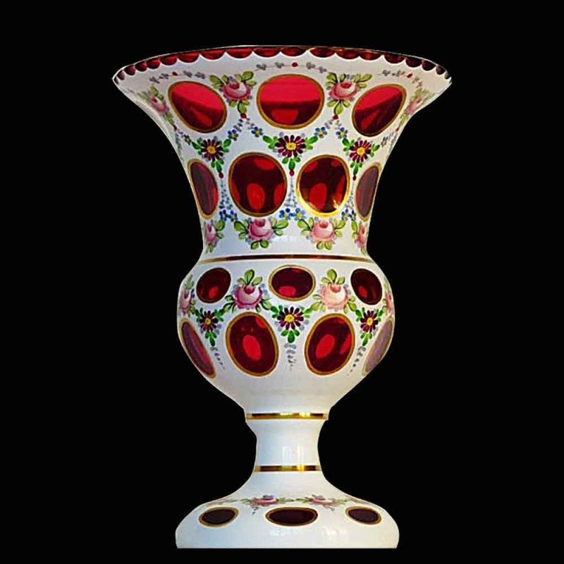 Medici vase opaline overlay 1900 Bohemia Crystal th' Medici vase opaline overlay 1900 Bohemia Crystal th'