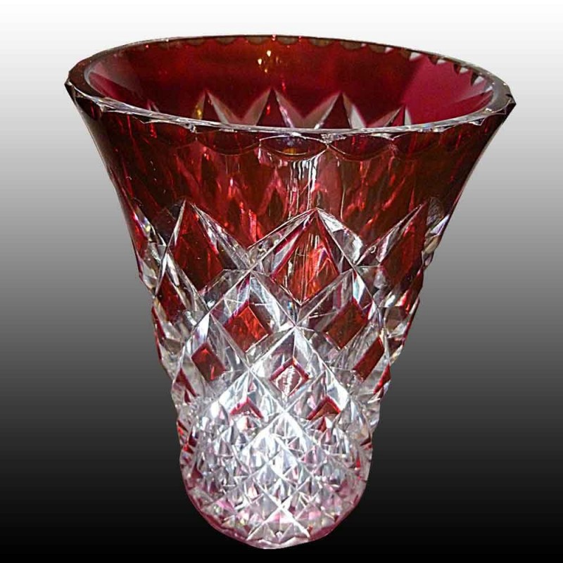 Val Saint Lambert signed Cranberry vase Val Saint Lambert signed Cranberry vase