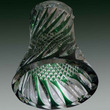 Green doubled crystal    vase carved Val Saint Lambert signed.