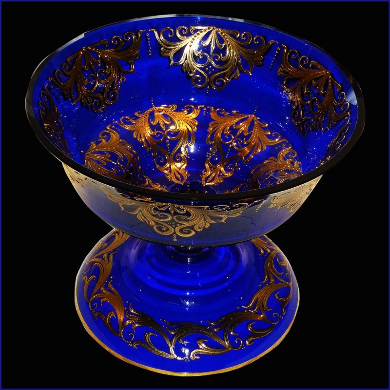 cut Crystal Venice cobalt blue and gold 22 karat cut Crystal Venice cobalt blue and gold 22 karat
