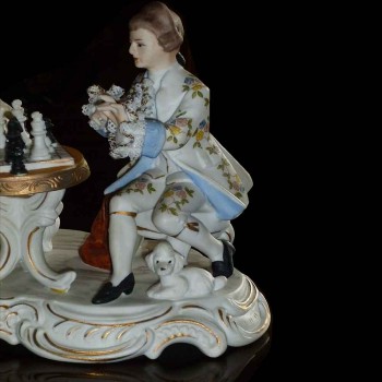 fine Italian china group from Capo Di Monte titled (the chess game) anno 1925