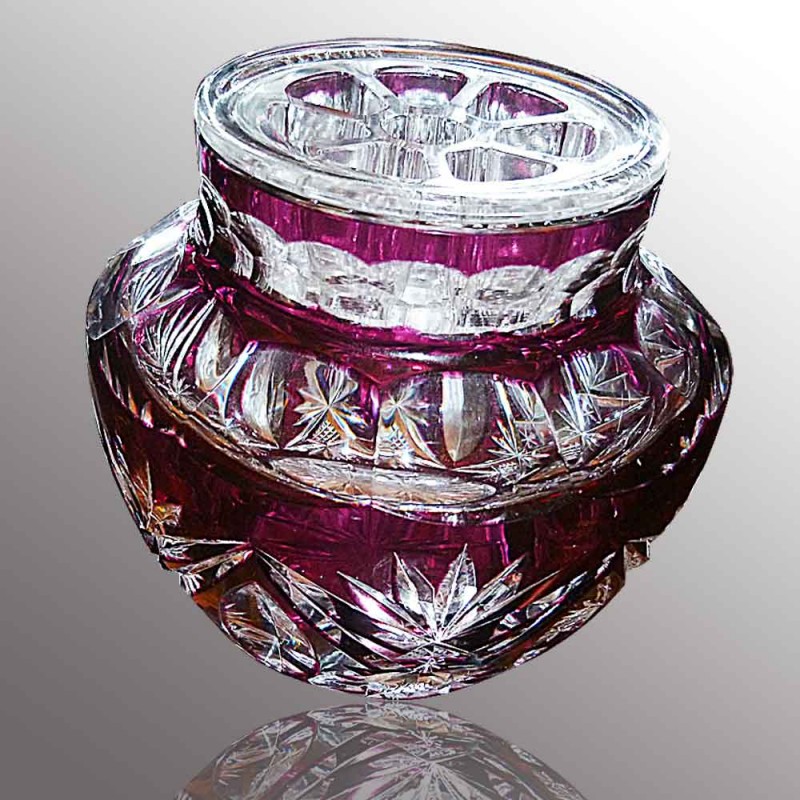 Val Saint Lambert Vase pinholders Red Crystal Val Saint Lambert beginning 20th century Val Saint Lambert Vase pinholders Red Crystal Val Saint Lambert beginning 20th century
