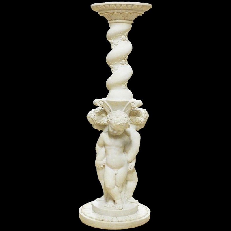 Carrara marble column with Art Deco putti Carrara marble column with Art Deco putti