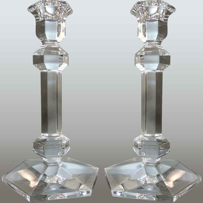Pair of Val Saint Lambert crystal candlesticks Galatée model Pair of Val Saint Lambert crystal candlesticks Galatée model