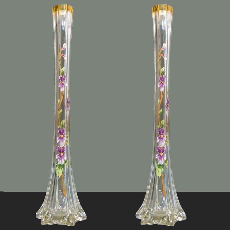 Pair of large Art Nouveau enamelled soliflora vases Pair of large Art Nouveau enamelled soliflora vases