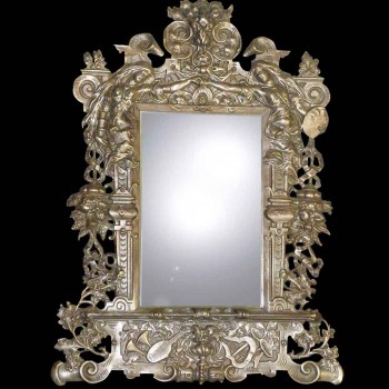 Napoleon III style silvered bronze cheval mirror decorated with musical instruments and caryatids, 19th century