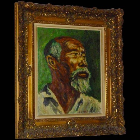 Oil on canvas, painting, orientalist portrait twentieth century