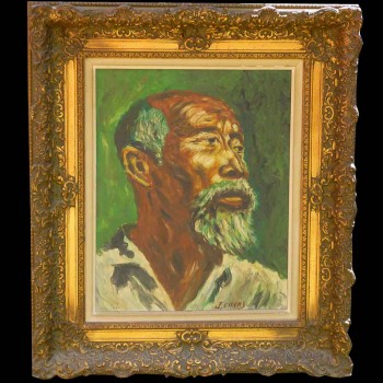 Oil on canvas, painting, orientalist portrait twentieth century