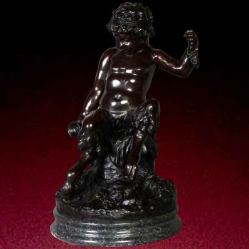 Grande statua bronzea di bacco del XIX secolo