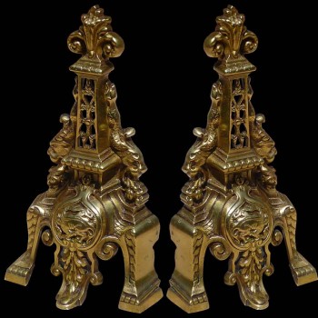 Paar bronzene Andirons    aus dem 18. Jahrhundert