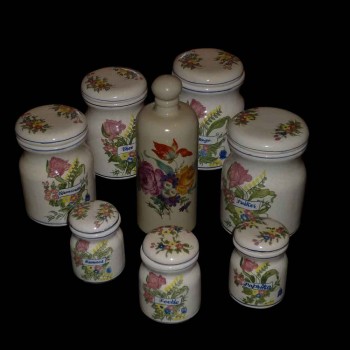 Set of Delft spice jars, Art Nouveau