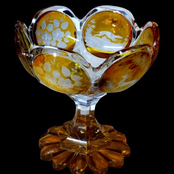 19th century amber    Bohemian crystal cup