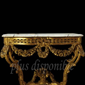 Console bois doré sculpté d'époque Louis XVI