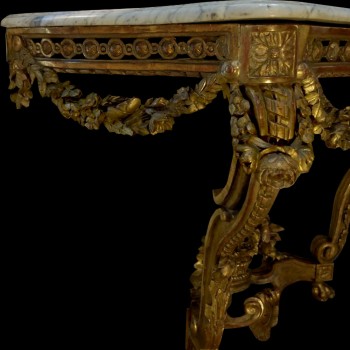 Gilded wood console    carved Louis XVI