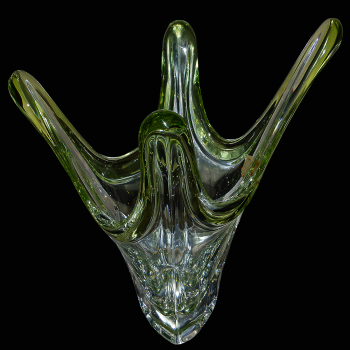 Vase en cristal du Val Saint Lambert double vert de Chine