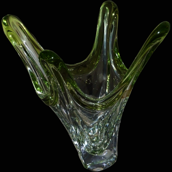 Kristall Vase des Val Saint Lambert Double Green of China