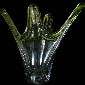 Kristallen vaas van de Val Saint Lambert dubbel groen van China