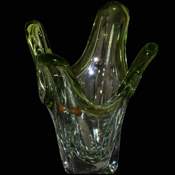 Vaso di cristallo della Val Saint Lambert doppio verde della Cina