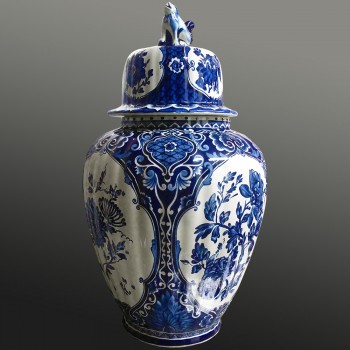 Paire de Vases en faïence Delft Boch 45 cm