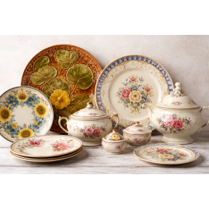 Sarreguemines ancienne faïence française plats assiettes collection
