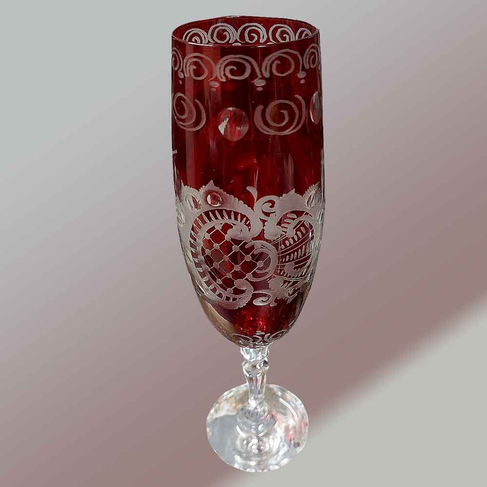 Série de six verres en cristal de Bohème fin 19ème siècle