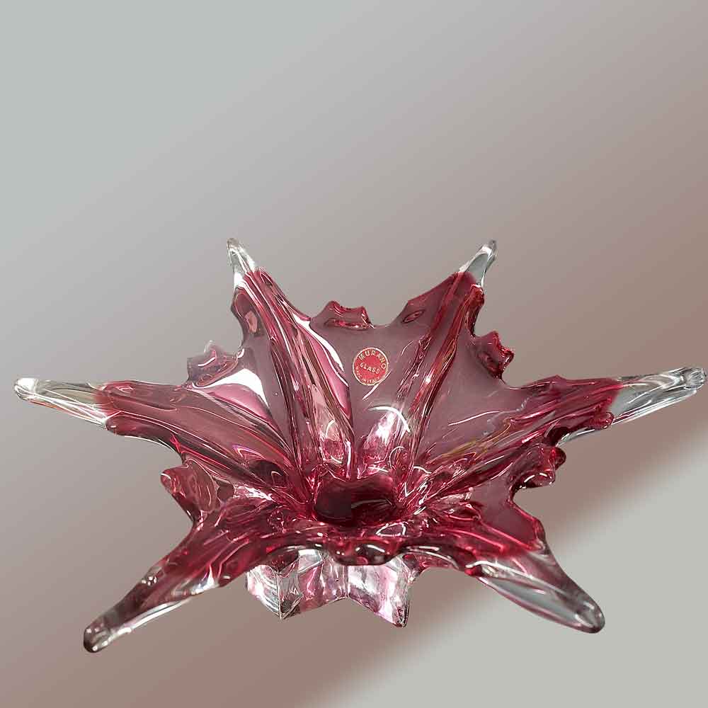 Coupe, leere Vintage-Tasche aus rubinfarbenem Murano-Kristall