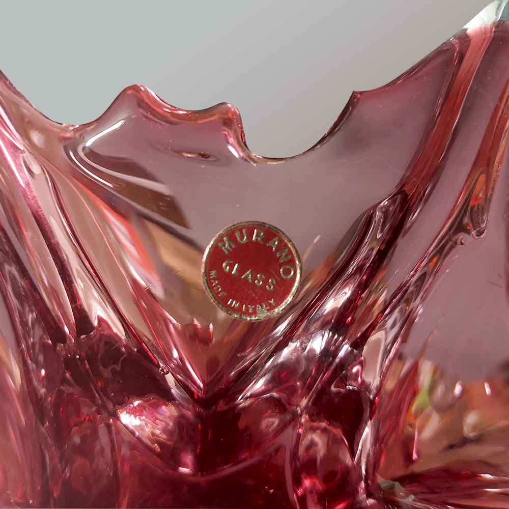 Coupe, vide poche vintage en cristal de Murano couleur rubis