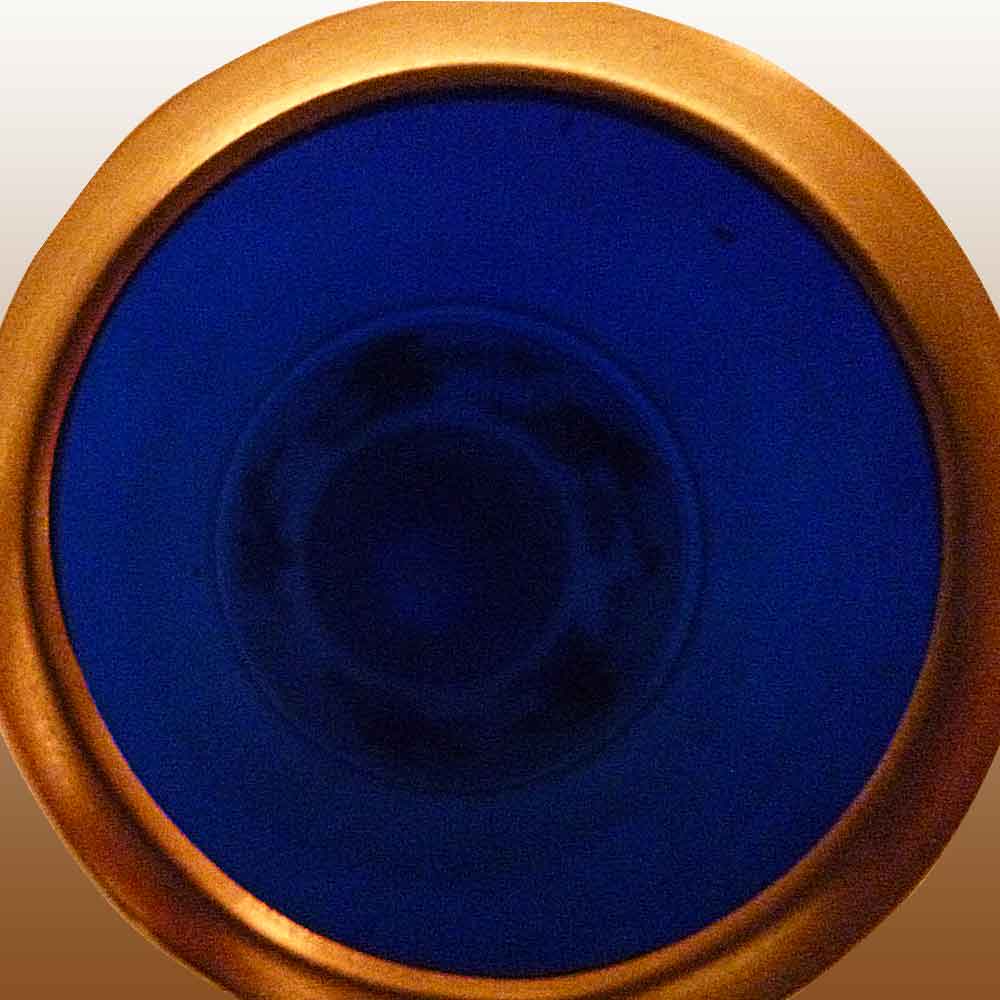 Sumptuous Val Saint Lambert vase in blue crystal and 24-carat gold Danse de Flore decoration