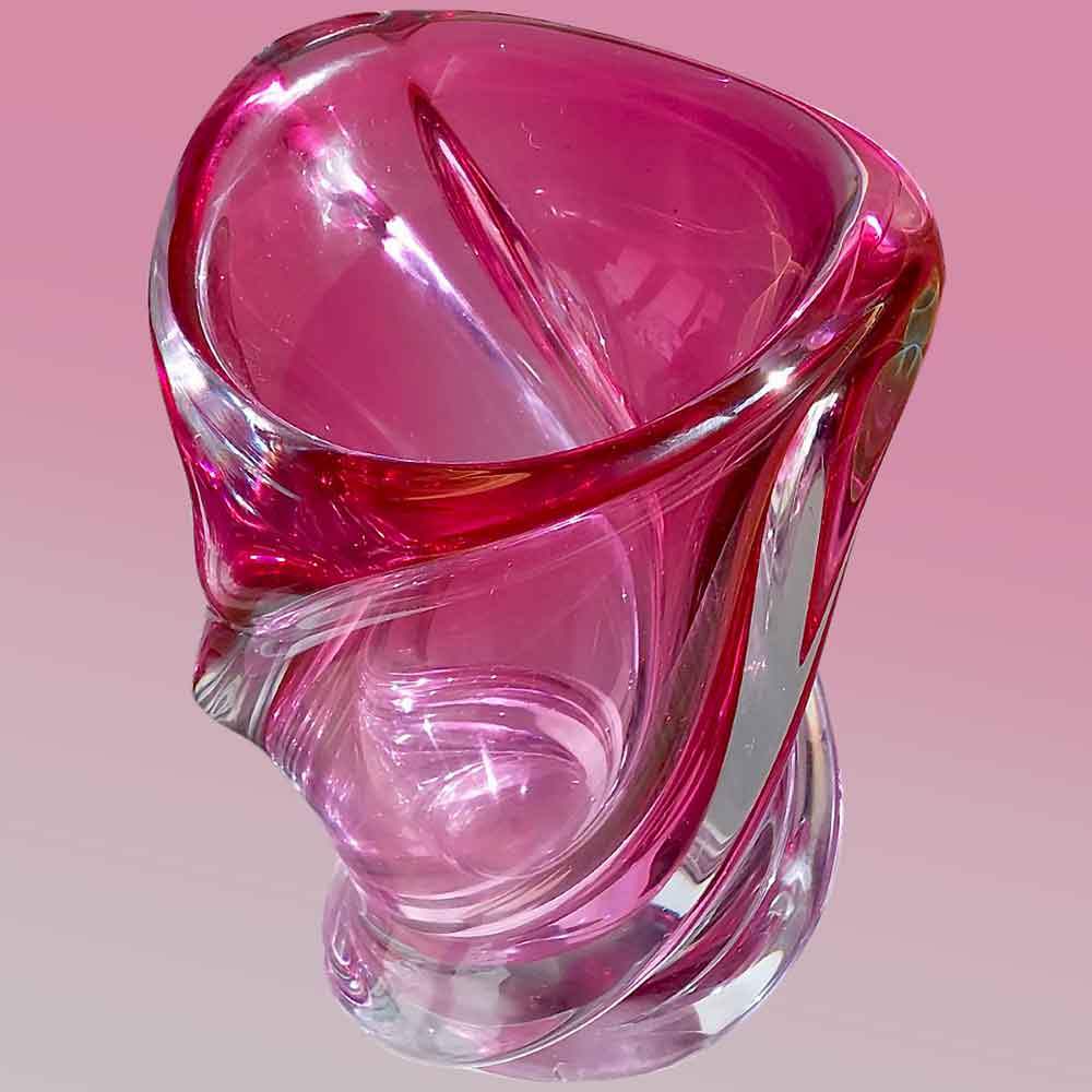 Val saint lambert crystal vase conch model th. 1958