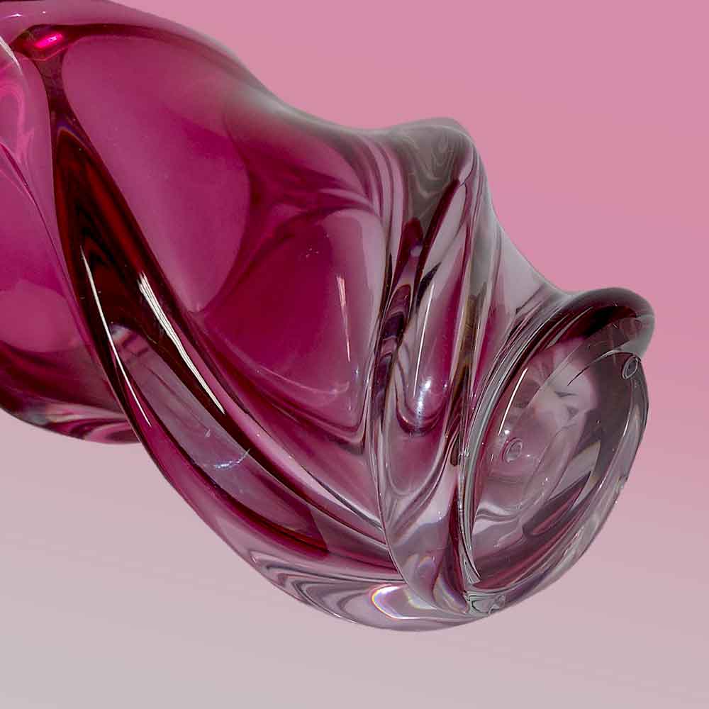 Vase en cristal du val saint lambert modèle conque th. 1958