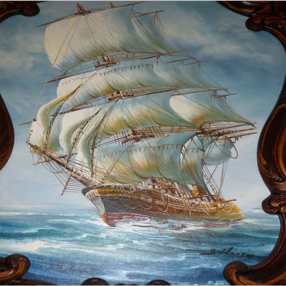 Large 19th century marine (oil on panel)