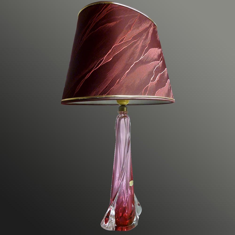 Lámpara de mesa vintage de cristal Val Saint Lambert 1950-1974