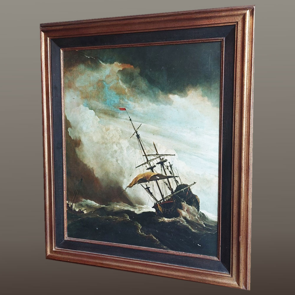 Oil on canvas "the burst" Willem Van de Velde 1680
