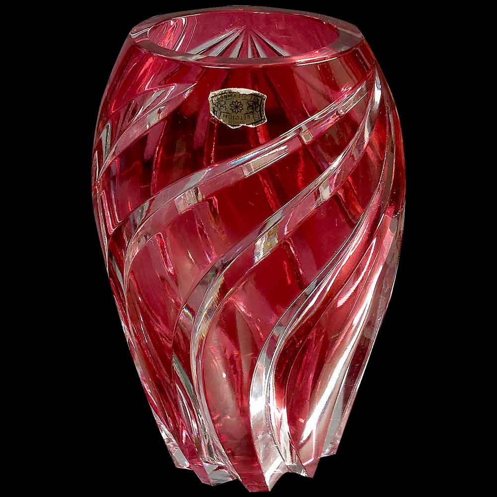 Kristallen vaas van val saint lambert model garnia th. 1960
