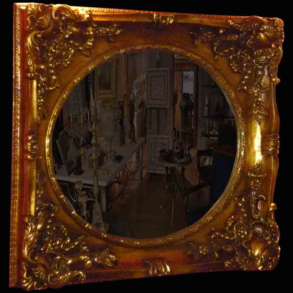 Espejo en madera y estuco dorado de finales del siglo XIX.