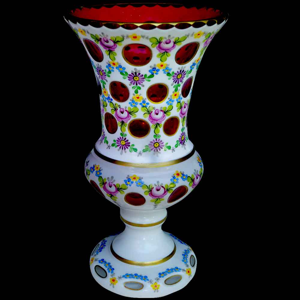 Bohemian crystal overlay vase 1900 th