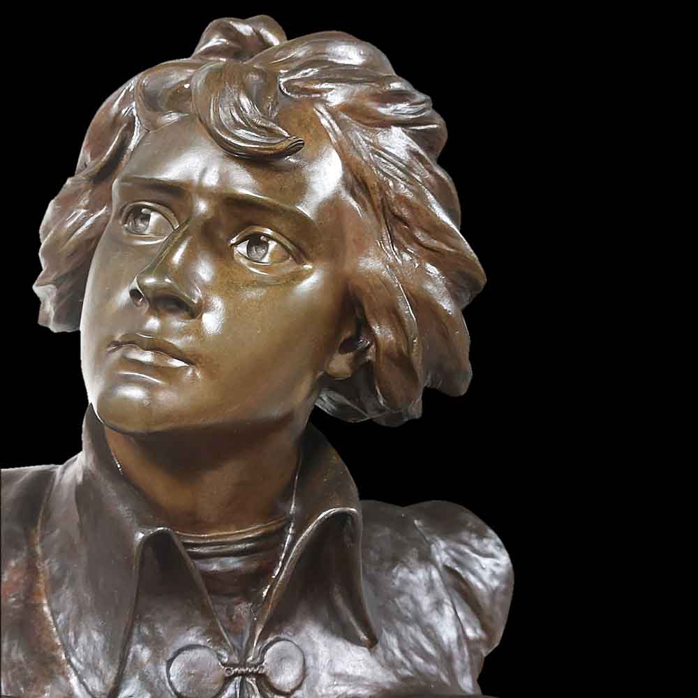Scultura di Napoleone in bronzo firmata + fonditore del XIX secolo